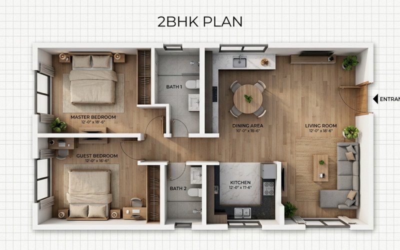 Perfect 2BHK House Planning Guide 🏡 | Modern Layout Ideas