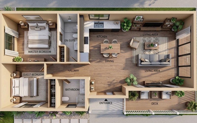 Luxury Compact 20x50 Home Interior Floor Plan