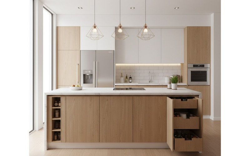 Contemporary Modular Kitchen Interior Design with Smart Storage