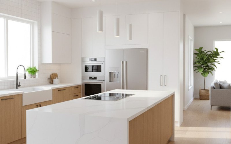 Contemporary Kitchen Interior Design Ideas — Elegant White & Oak Theme ...