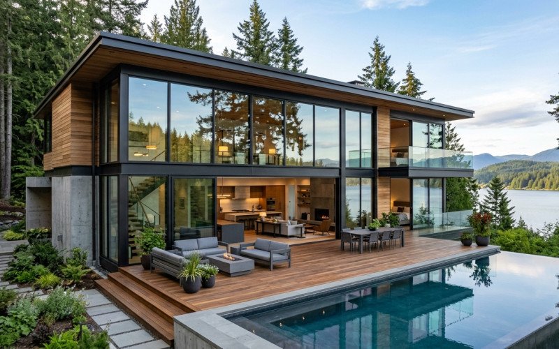 Contemporary House with Glass Facade