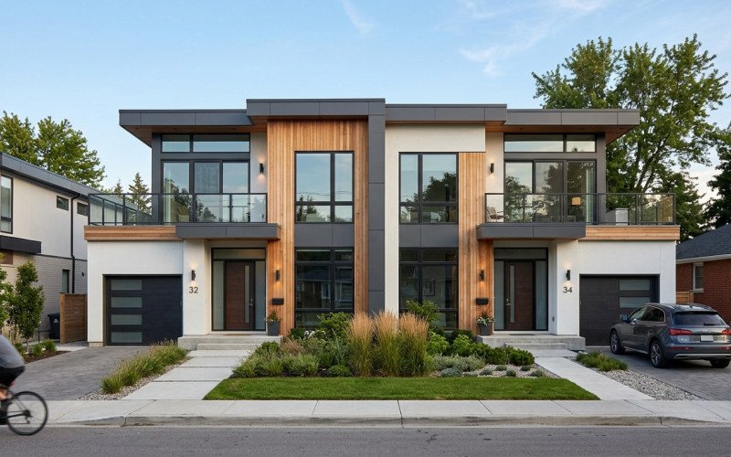 Duplex House Exterior with Modern Touch