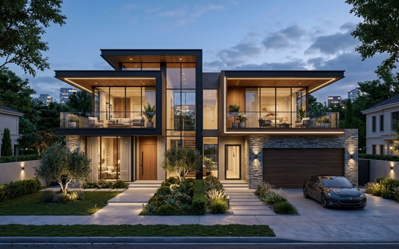 Glass Facade Duplex Design