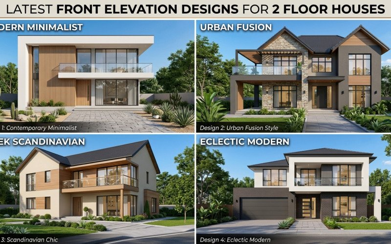 Latest Front Elevation Designs for 2 Floor Houses