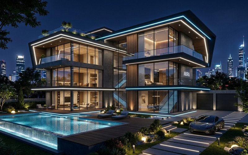 Futuristic Smart Home Elevation