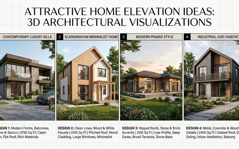 Attractive Home Elevation Ideas with 3D Designs