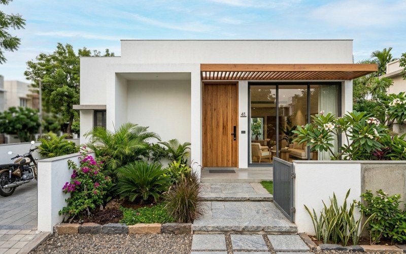 Simple Yet Elegant Home Exterior Designs in Indore by Naksha Store
