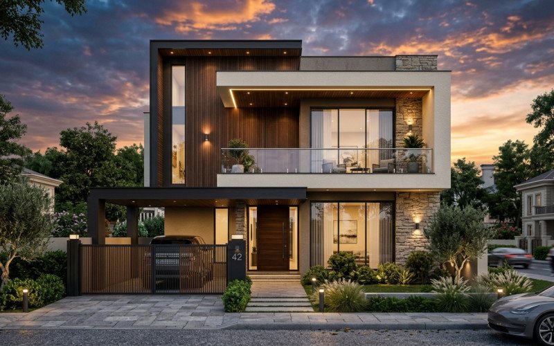 Stylish Duplex House Exterior Designs with Modern Architecture