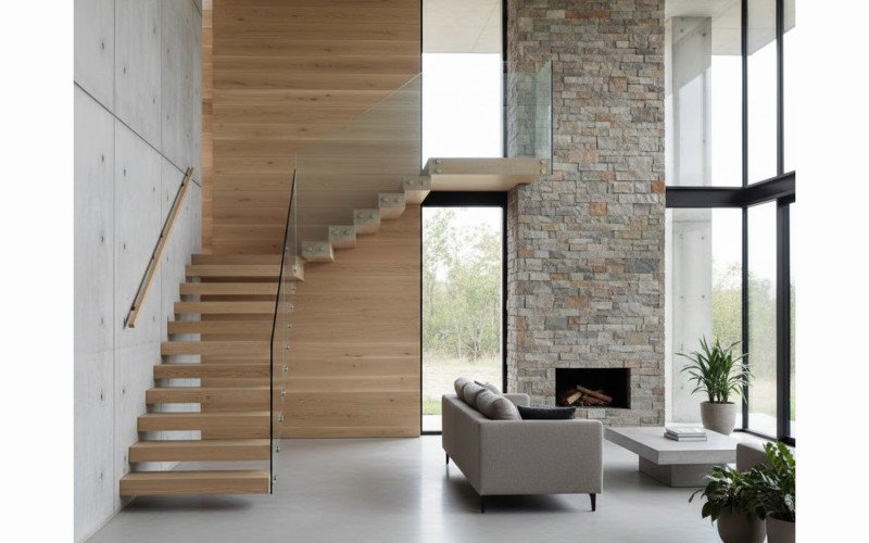 View of Minimalist Architecture Using Natural Materials