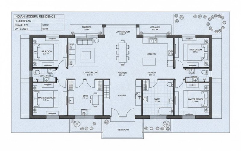 Modern House Floor Plan for Residential Plot