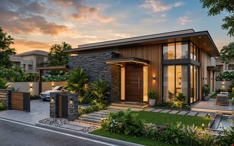 Modern Bungalow Elevation Designs with Luxury Exterior Style