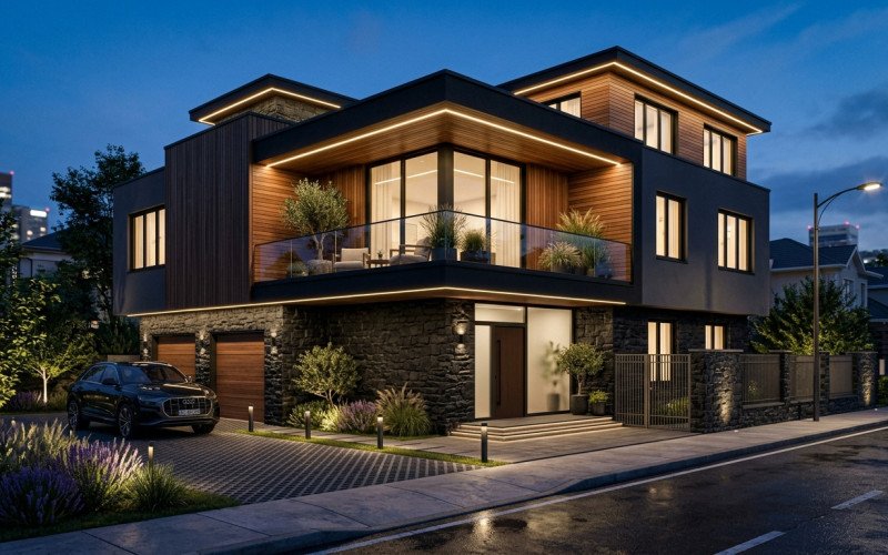 Premium Corner House Elevation