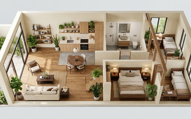 Modern Minimalist 20x50 House Plan with Cozy Interiors