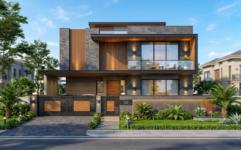 Modern Exterior House Design in Indore – Premium Home Elevation Ideas by Naksha Store