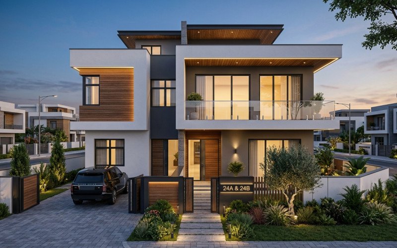 Modern Duplex House Elevation Design