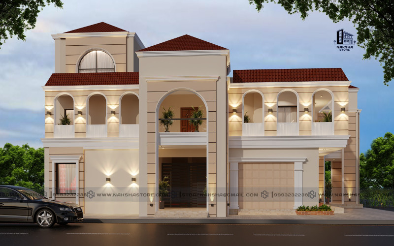 Modern‑Classic Mediterranean Elevation for Luxury Homes.