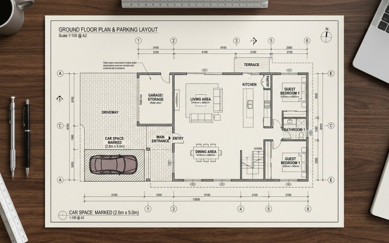 Ground Floor House Planning Ideas with Parking | Naksha Store