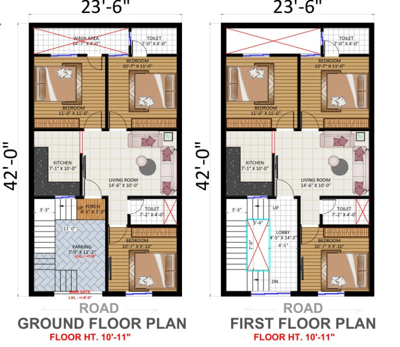 23x43 (G+1) Floor Planning