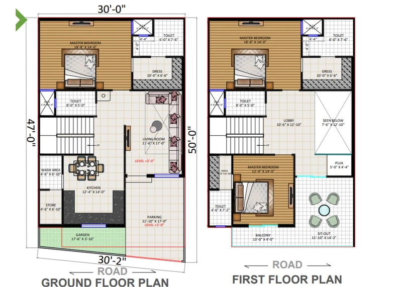 30×50 G+1 House Plan | Modern 2 BHK Duplex House Design | Naksha Store