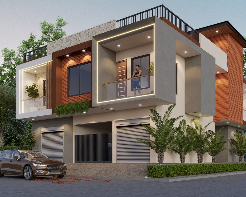 38×57 Modern House 3D Elevation Design in India | Premium Front ...