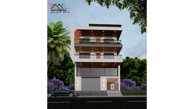 Modern 3D House Front Elevation Design for 30×50 Plot – Contemporary ...