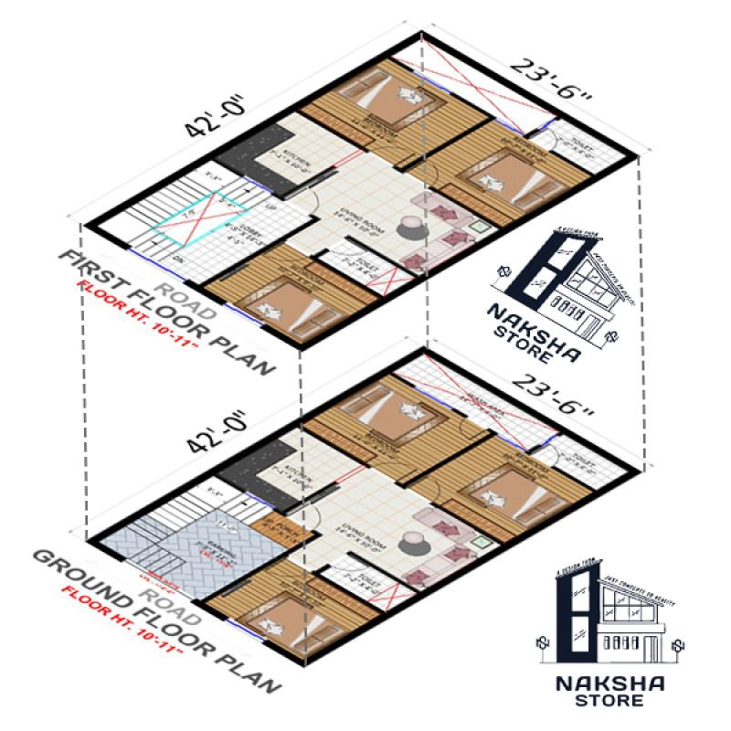 23x43 (G+1) Floor Planning Iso