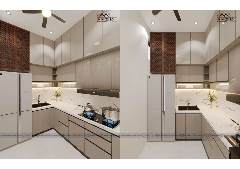 Simple L-Shape Modular Kitchen Design | Modern Kitchen Interior Ideas